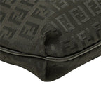 Fendi Zucchino Pattern Crossbody Flap Shoulder Bag Nero Black Canvas Leather — view 5