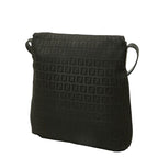 Fendi Zucchino Pattern Crossbody Flap Shoulder Bag Nero Black Canvas Leather — view 2