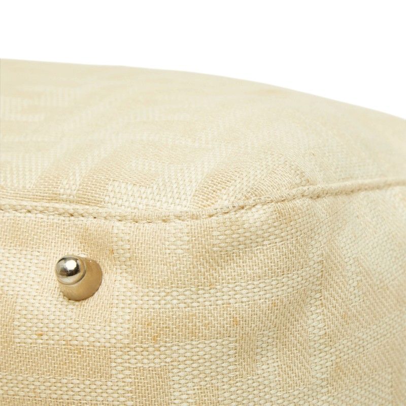 Fendi Zucca Pattern Tote Bag Beige Brown Canvas Leather Jacquard — view 4