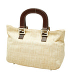 Fendi Zucca Pattern Tote Bag Beige Brown Canvas Leather Jacquard — view 2