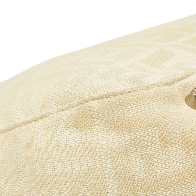 Fendi Zucca Pattern Tote Bag Beige Brown Canvas Leather Jacquard — view 7