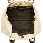 Fendi Zucca Pattern Tote Bag Beige Brown Canvas Leather Jacquard — view 8