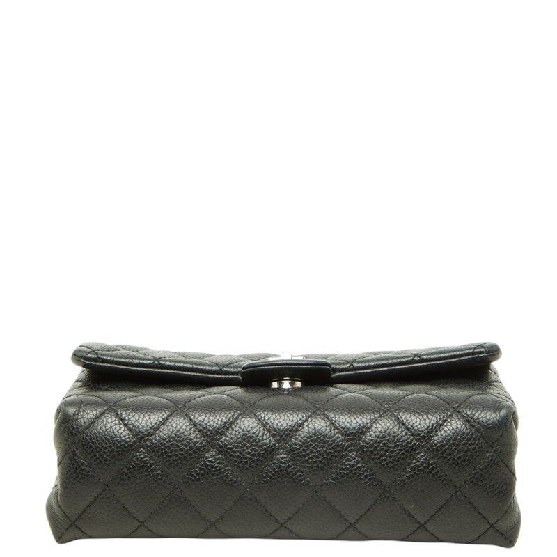 Chanel Uniform 2.55 Quilted Pouch Black Silver Leather — view 3