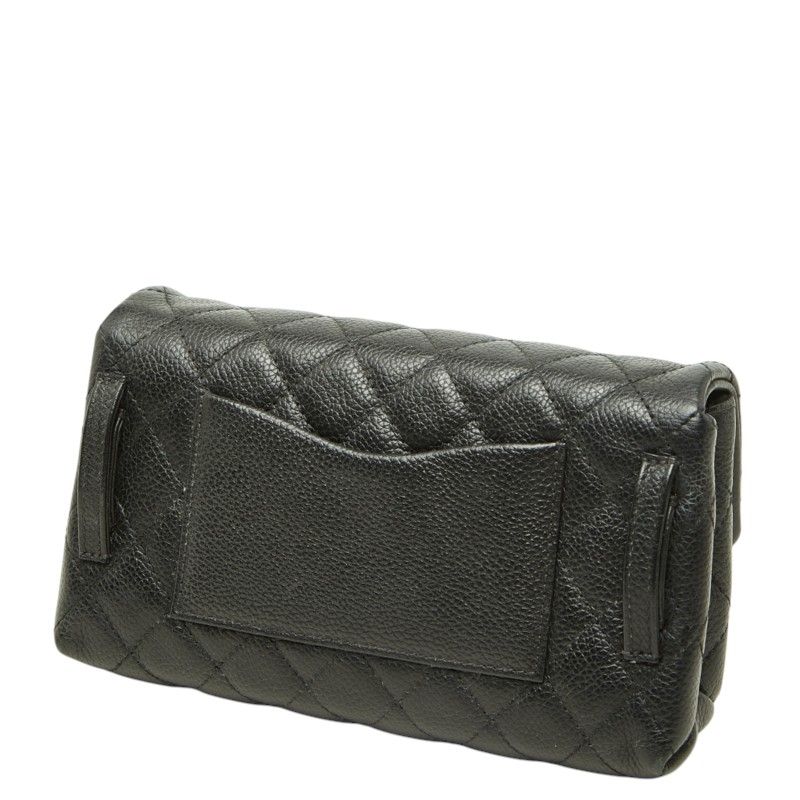 Chanel Uniform 2.55 Quilted Pouch Black Silver Leather — view 2