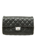 Chanel Uniform 2.55 Quilted Pouch Black Silver Leather