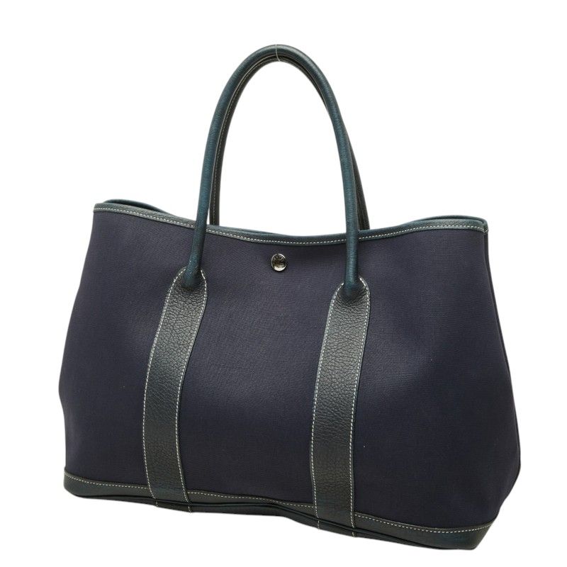 Hermes Garden Party PM Tote Bag Navy Silver Toile Officier Negonda — view 2