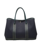 Hermes Garden Party PM Tote Bag Navy Silver Toile Officier Negonda