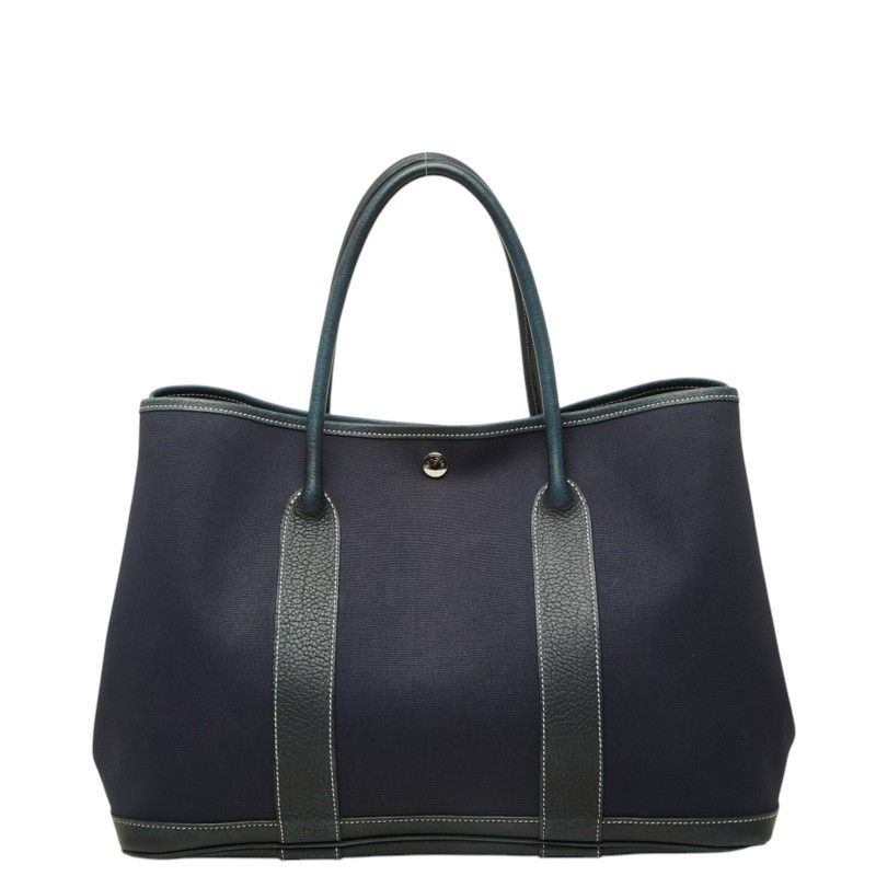 Hermes Garden Party PM Tote Bag Navy Silver Toile Officier Negonda