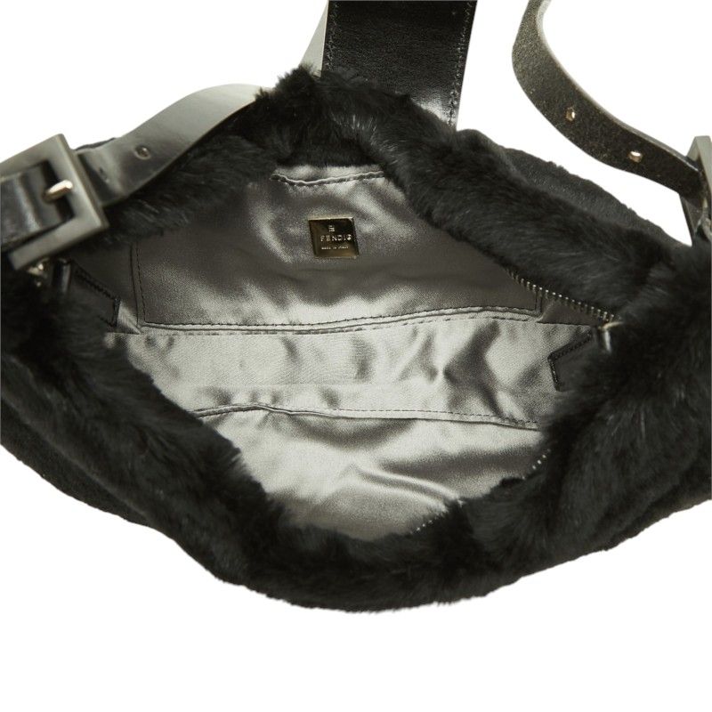 Fendi Mamma Bucket Shoulder Bag Black Fur Leather — view 8