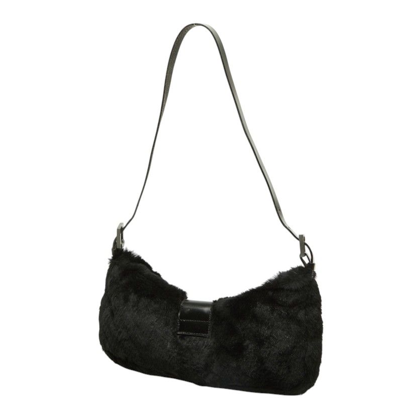 Fendi Mamma Bucket Shoulder Bag Black Fur Leather — view 2