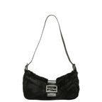 Fendi Mamma Bucket Shoulder Bag Black Fur Leather