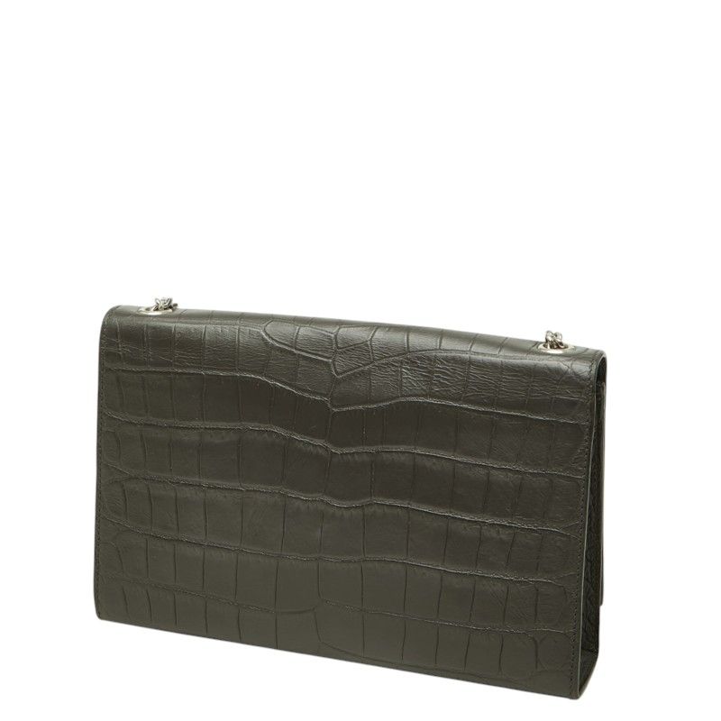 Saint Laurent YSL Logo Kate Tassel Croco Embossed Crossbody Chain Shoulder Bag — view 2
