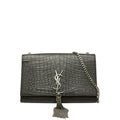 Saint Laurent YSL Logo Kate Tassel Croco Embossed Crossbody Chain Shoulder Bag