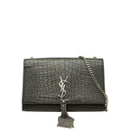 Saint Laurent YSL Logo Kate Tassel Croco Embossed Crossbody Chain Shoulder Bag