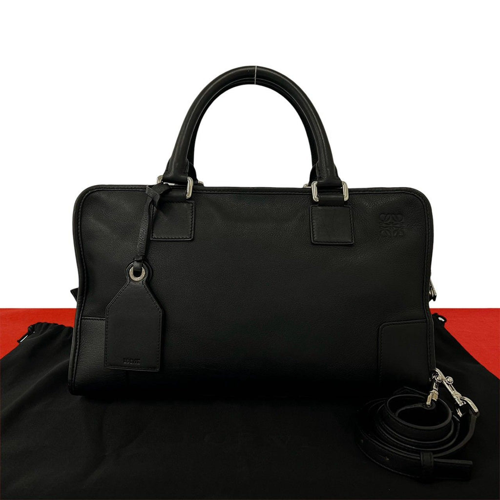 Loewe Amazona 36 Anagram Logo Stamp Leather 2-Way Shoulder Bag Black