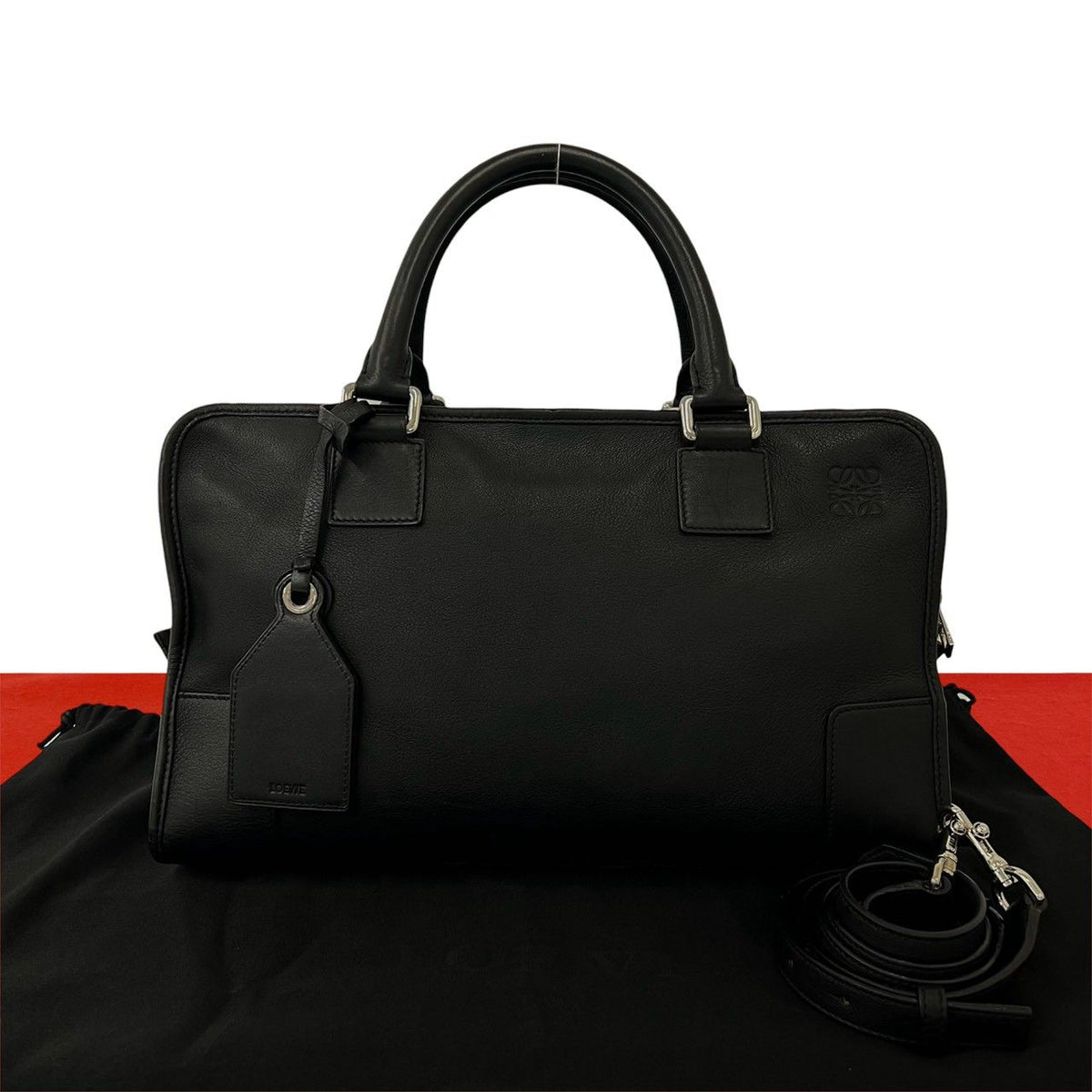 Loewe Amazona 36 Anagram Logo Stamp Leather 2-Way Shoulder Bag Black