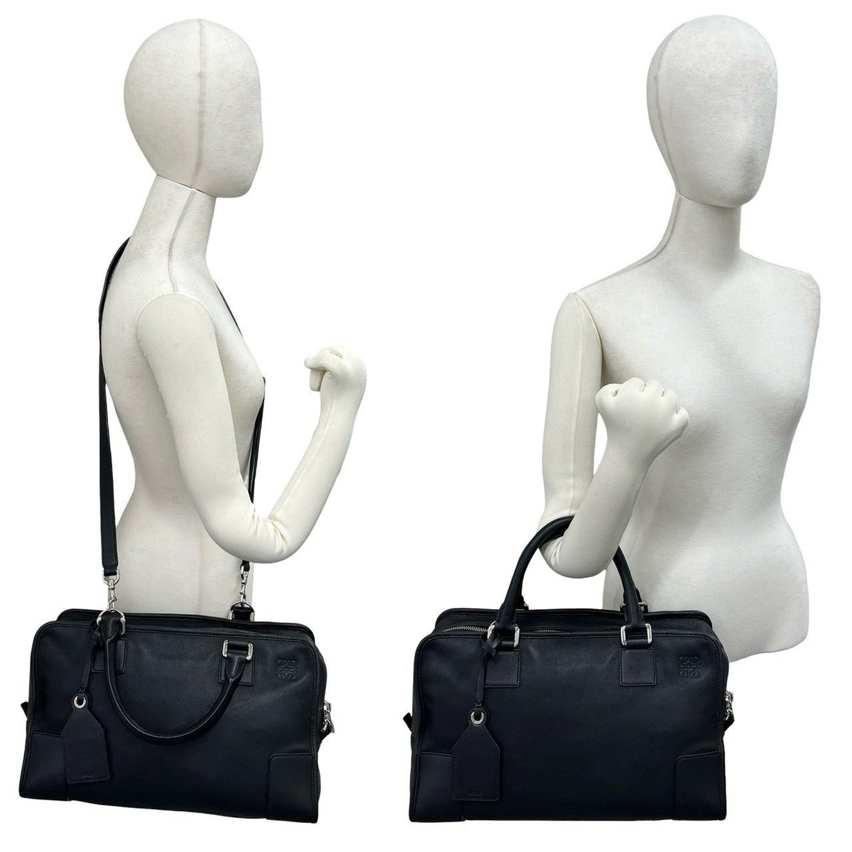 Loewe Amazona 36 Anagram Logo Stamp Leather 2-Way Shoulder Bag Black — view 2