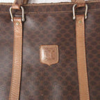 Celine Vintage Macadam Pattern Business Bag Paneled Design Leather Brown — view 6