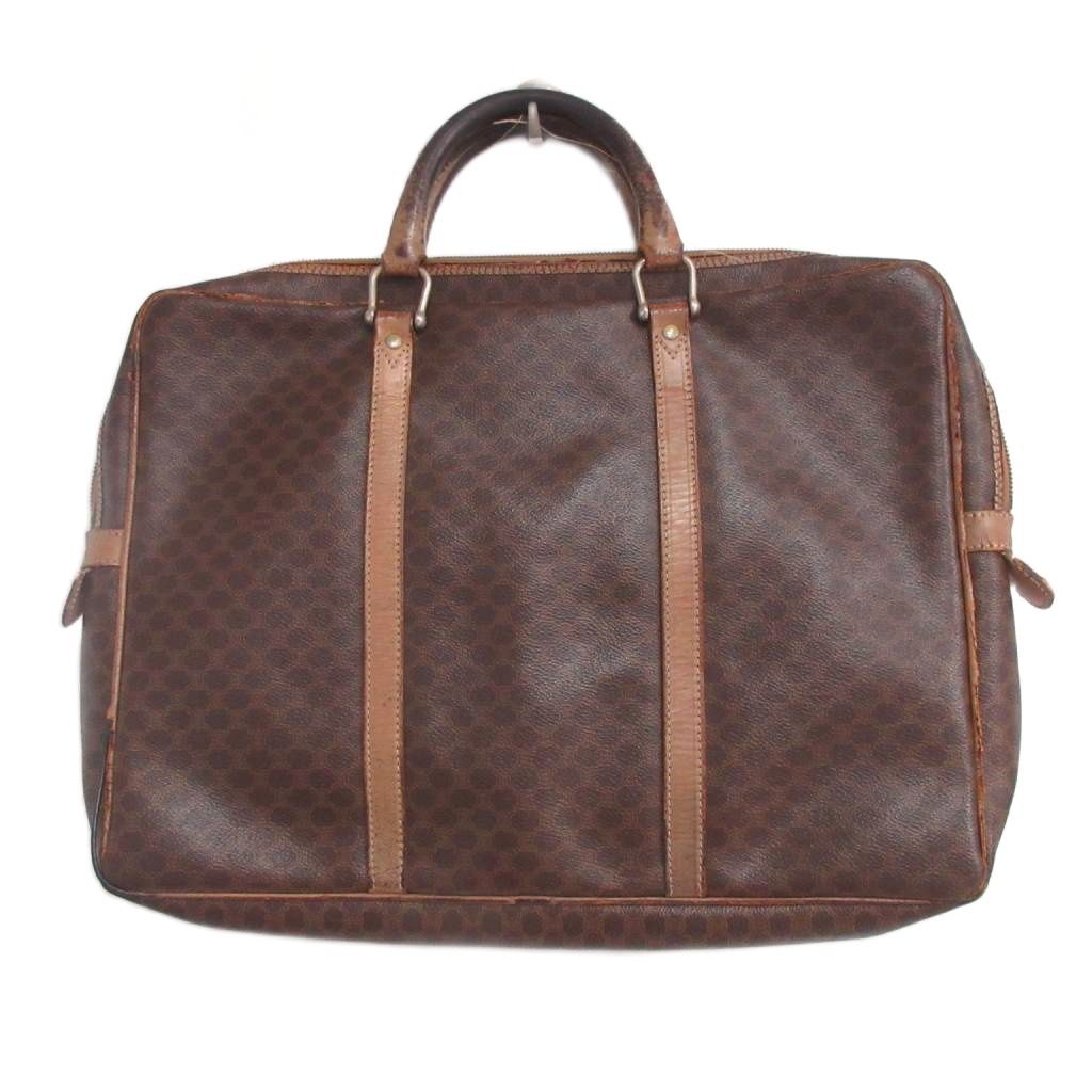 Celine Vintage Macadam Pattern Business Bag Paneled Design Leather Brown — view 2