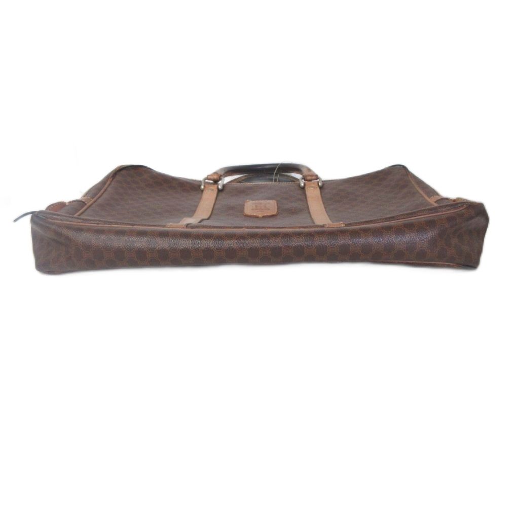 Celine Vintage Macadam Pattern Business Bag Paneled Design Leather Brown — view 3