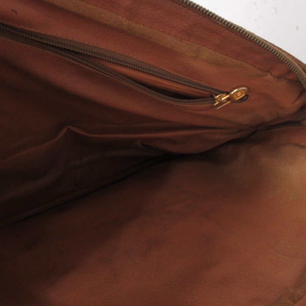 Celine Vintage Macadam Pattern Business Bag Paneled Design Leather Brown — view 5