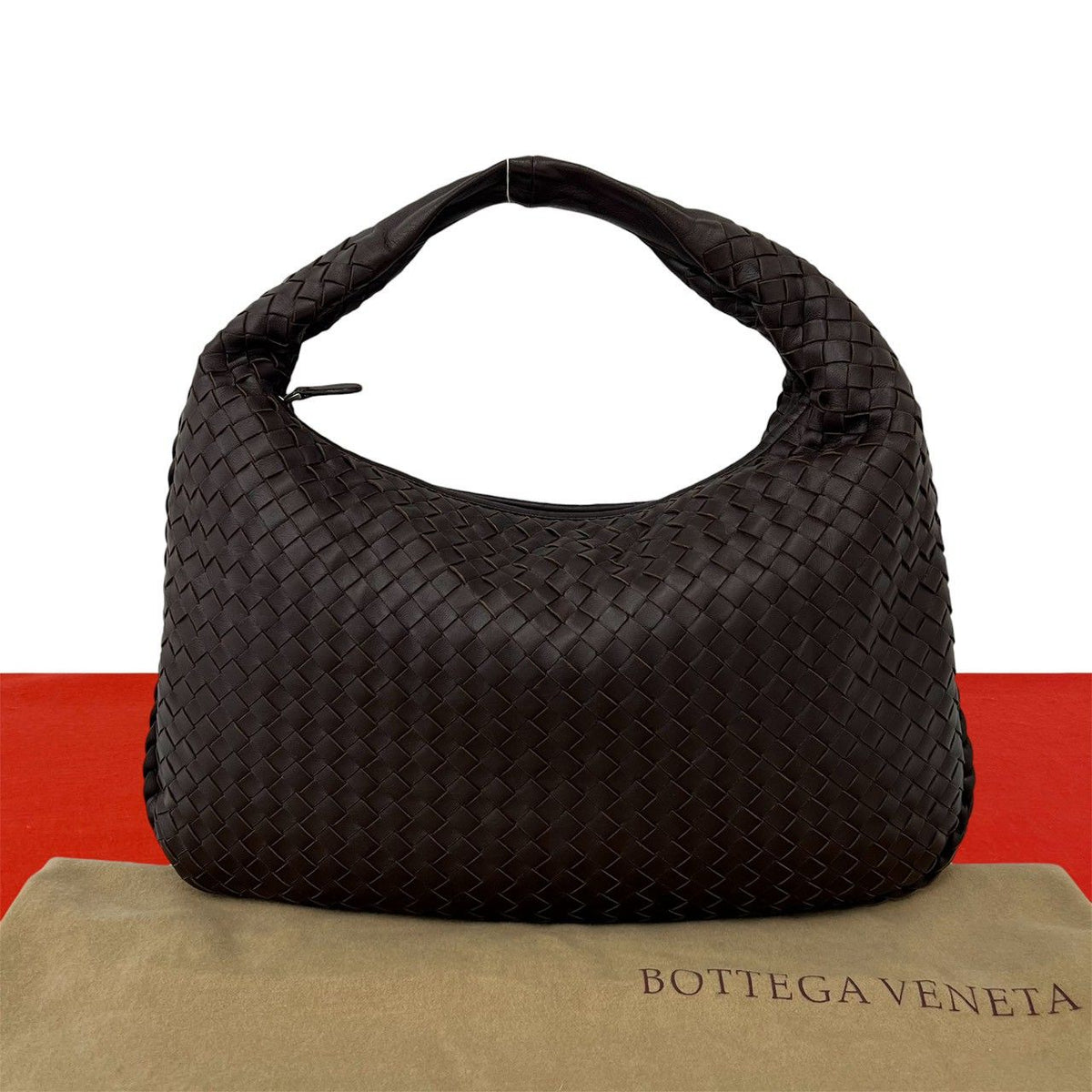 Bottega Veneta Intrecciato Leather Shoulder Bag Brown