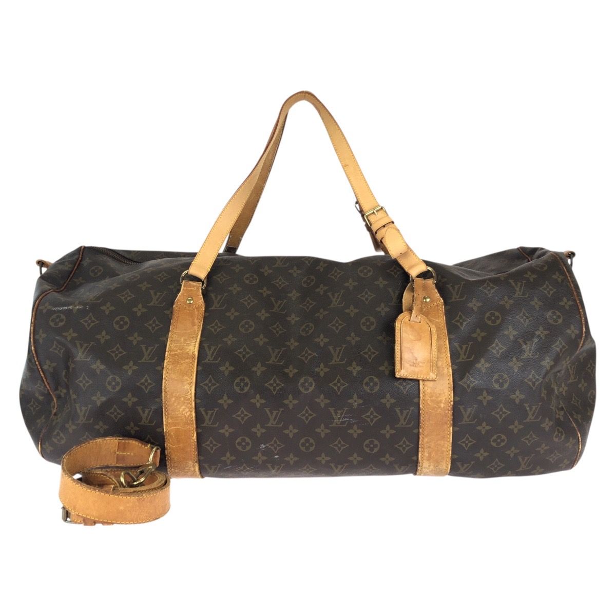 Louis Vuitton Monogram Sac Polochon Brown Gold Leather Boston Bag