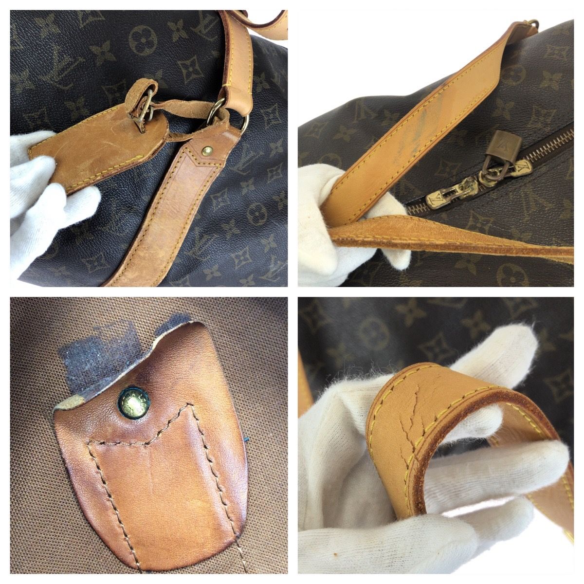 Louis Vuitton Monogram Sac Polochon Brown Gold Leather Boston Bag — view 6