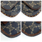 Celine Vintage Paris Macadam Blue Brown Gold Denim Leather Belt Bag Waist Pouch — view 4