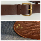 Celine Vintage Paris Macadam Blue Brown Gold Denim Leather Belt Bag Waist Pouch — view 6