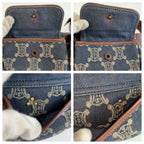Celine Vintage Paris Macadam Blue Brown Gold Denim Leather Belt Bag Waist Pouch — view 5