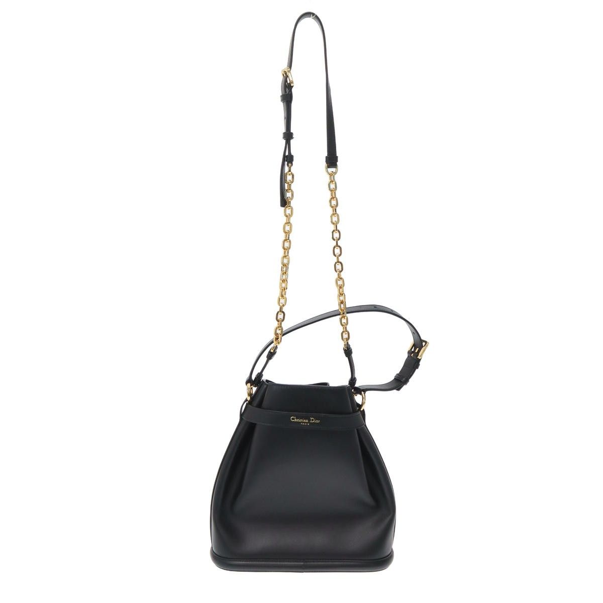 Dior C'est Medium CD Embossed Calfskin Shoulder Bag Black