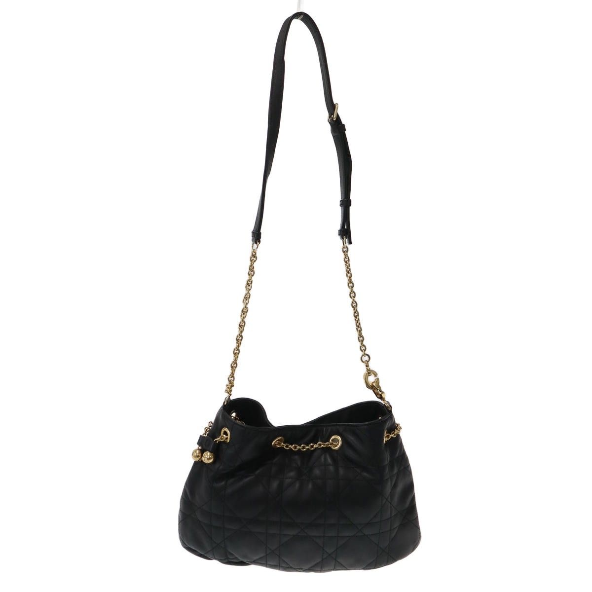 Dior Macro Cannage Ami Small Ami Chain Shoulder Bag Black — view 2