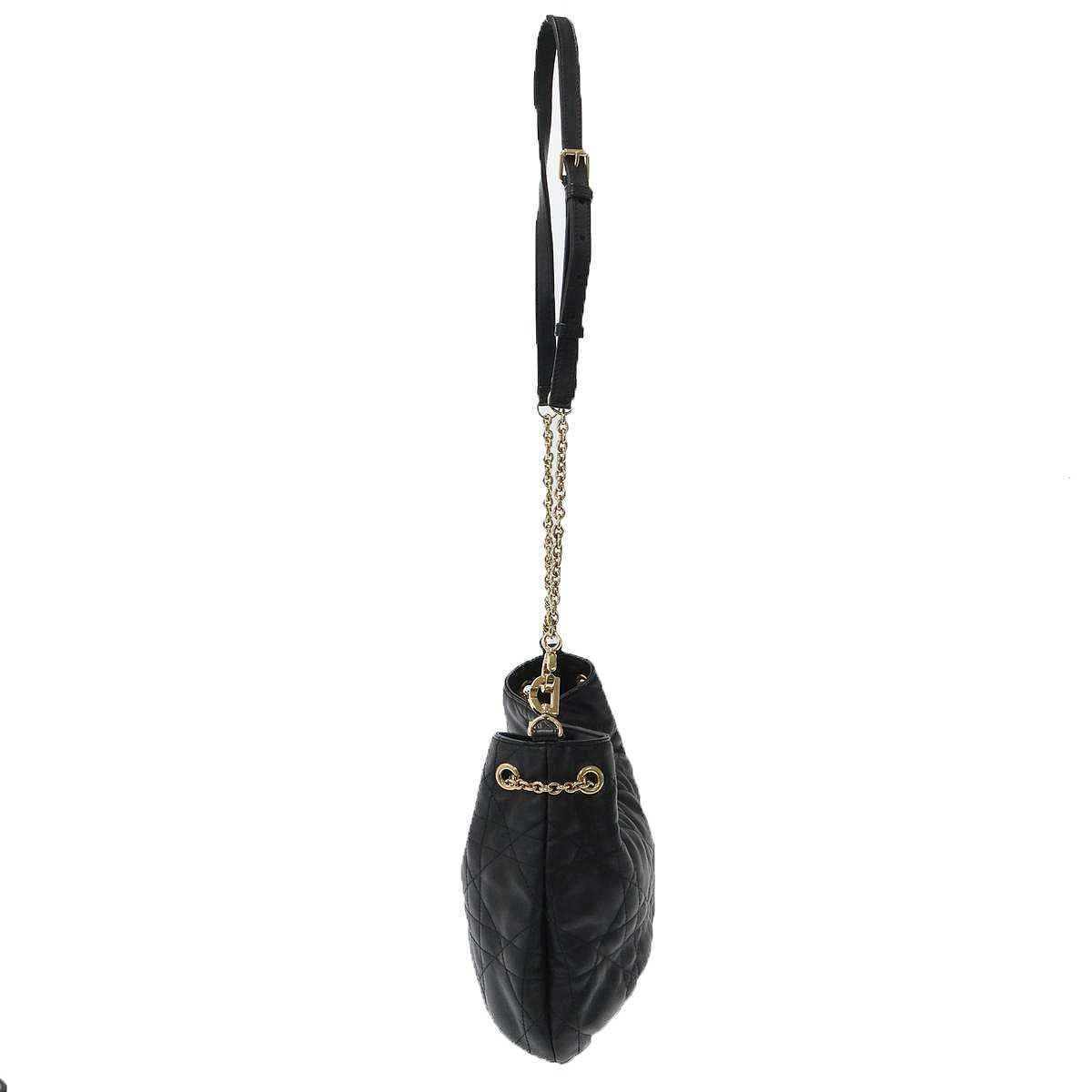 Dior Macro Cannage Ami Small Ami Chain Shoulder Bag Black — view 3