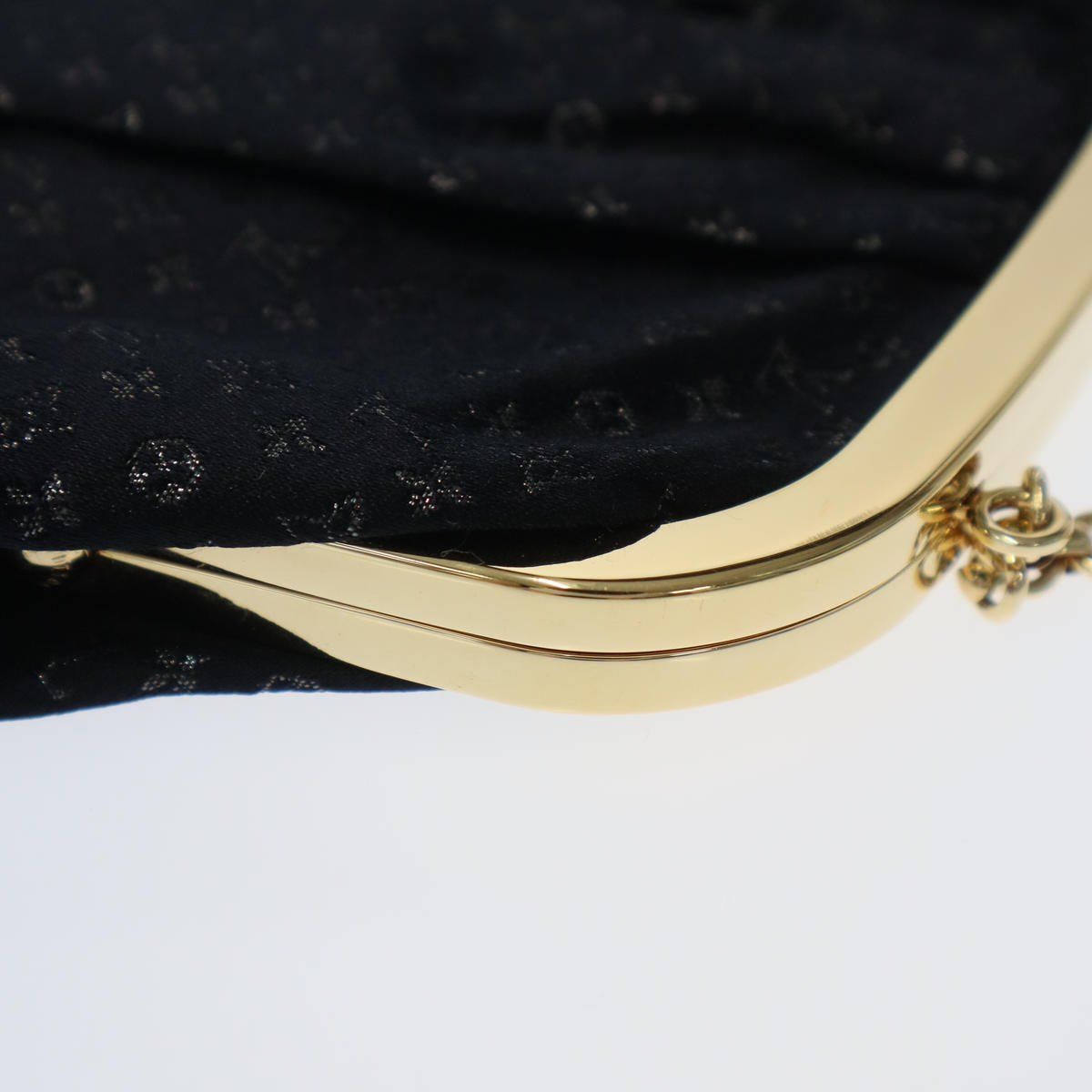 Louis Vuitton Monogram Satin Kiss Lock Chain Bag Black — view 7