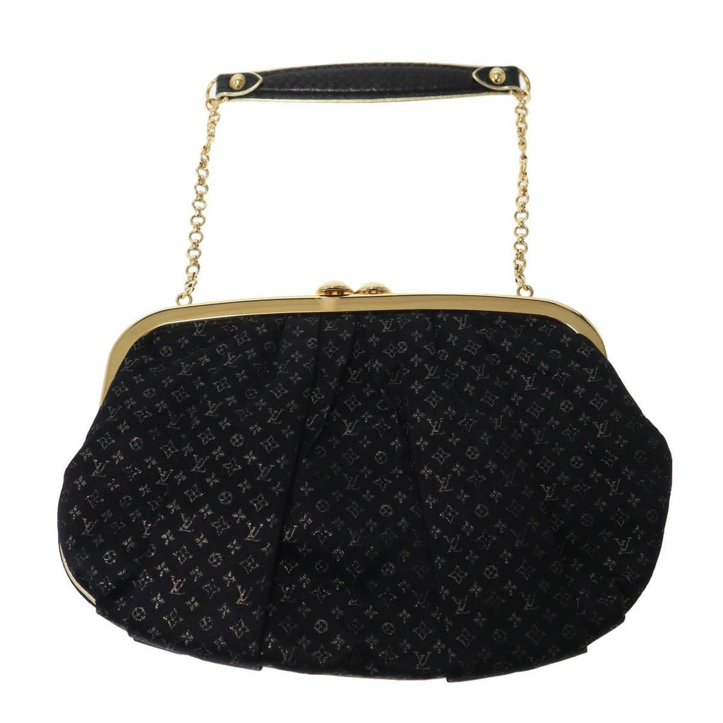 Louis Vuitton Monogram Satin Kiss Lock Chain Bag Black — view 2