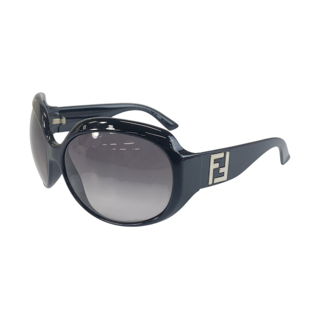 Fendi FF Logo Black Silver Acetate Sunglasses Eyewear