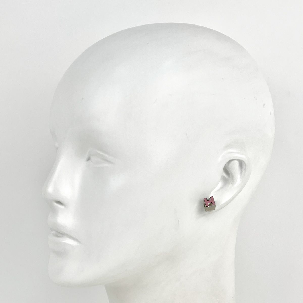 Hermes Cage D'h Cube Earrings 925 Sterling Silver Pink — view 5