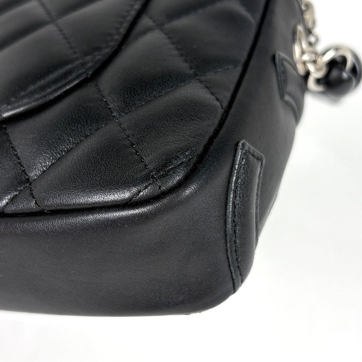 Chanel Pouch Cambon Line CC Logo Shoulder Bag Leather Black — view 3