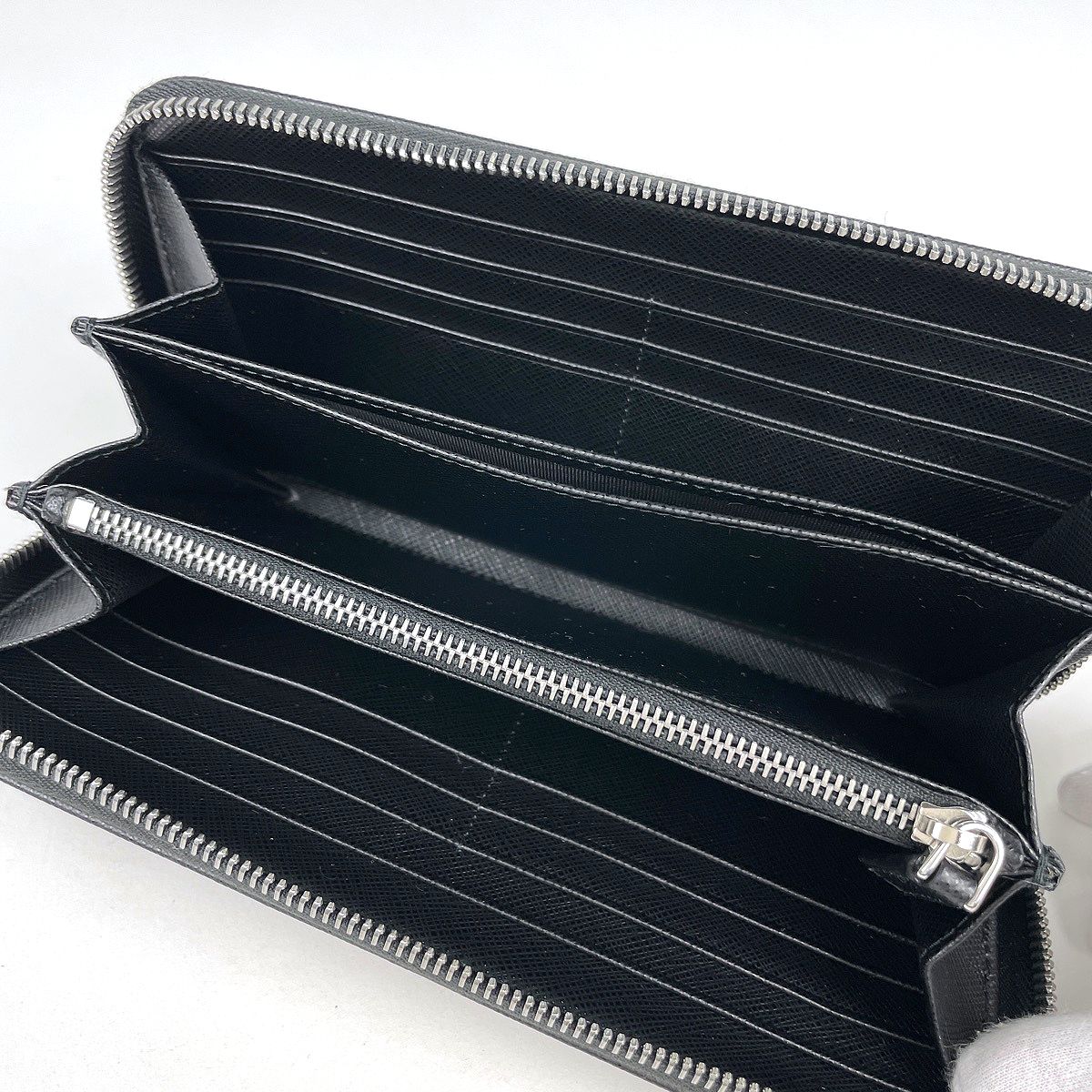 Prada Wallet Zip Around Saffiano Leather Nero — view 4