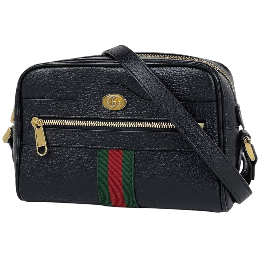 Gucci Shoulder Bag Ophidia Sherry Line Web Leather Black