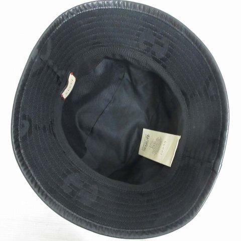 Gucci Bucket Hat Jumbo GG Canvas L Black Cotton Hat — view 6