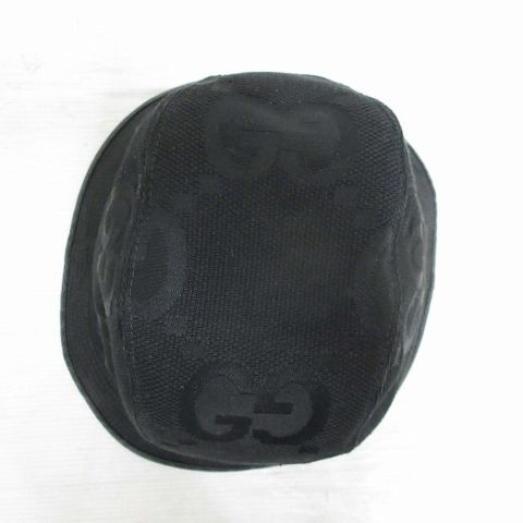 Gucci Bucket Hat Jumbo GG Canvas L Black Cotton Hat — view 5