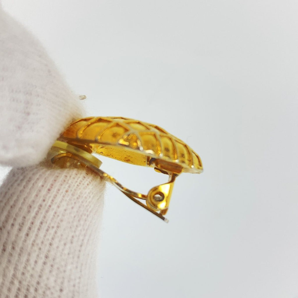 Chanel Vintage Quilted Gold Metal Earrings — view 4