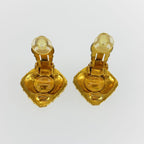 Chanel Vintage Quilted Gold Metal Earrings — view 3