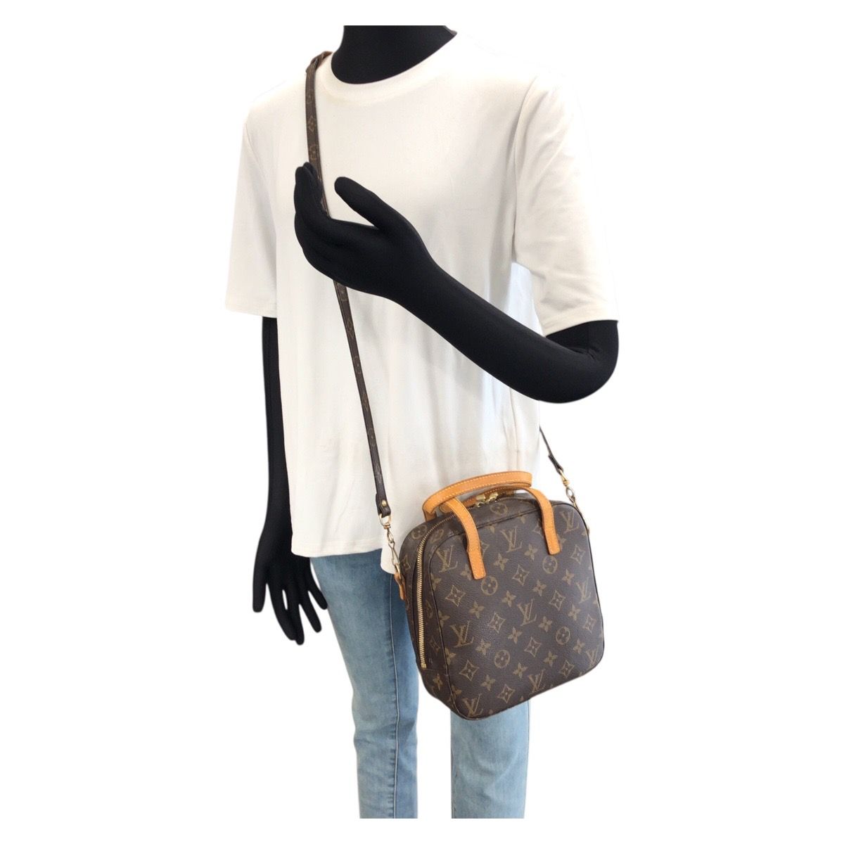 Louis Vuitton Monogram Spontini 2-Way Brown Gold Leather Shoulder Bag — view 7