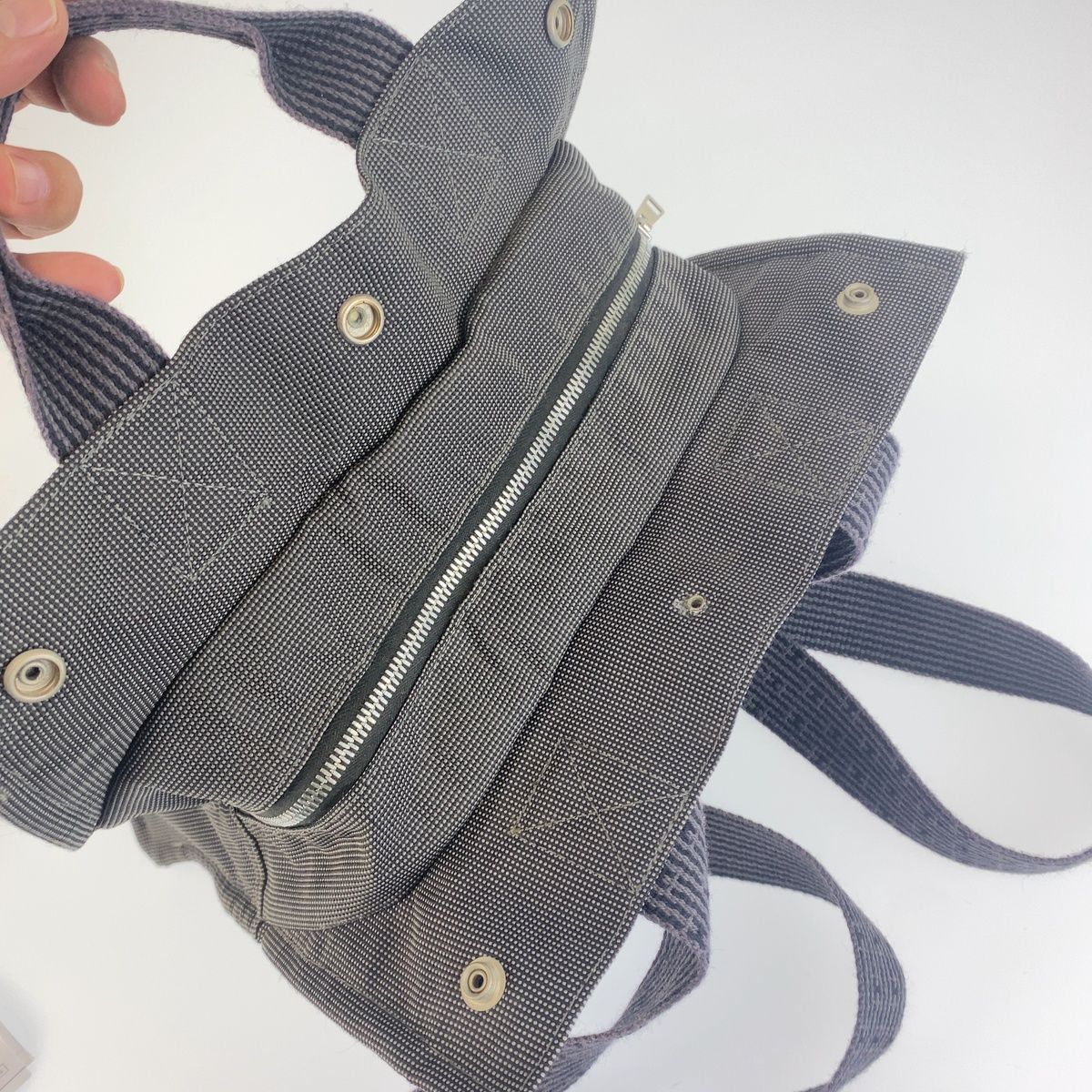 Hermes Herline Airad Gray Canvas Backpack — view 8