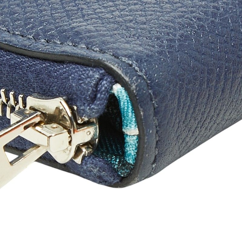 Hermes Azap Silk'in Zip Around Wallet Navy Silver Veau Epsom — view 4