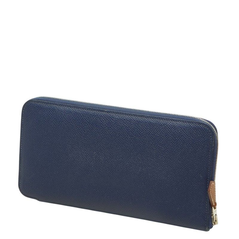 Hermes Azap Silk'in Zip Around Wallet Navy Silver Veau Epsom — view 2