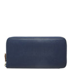 Hermes Azap Silk'in Zip Around Wallet Navy Silver Veau Epsom